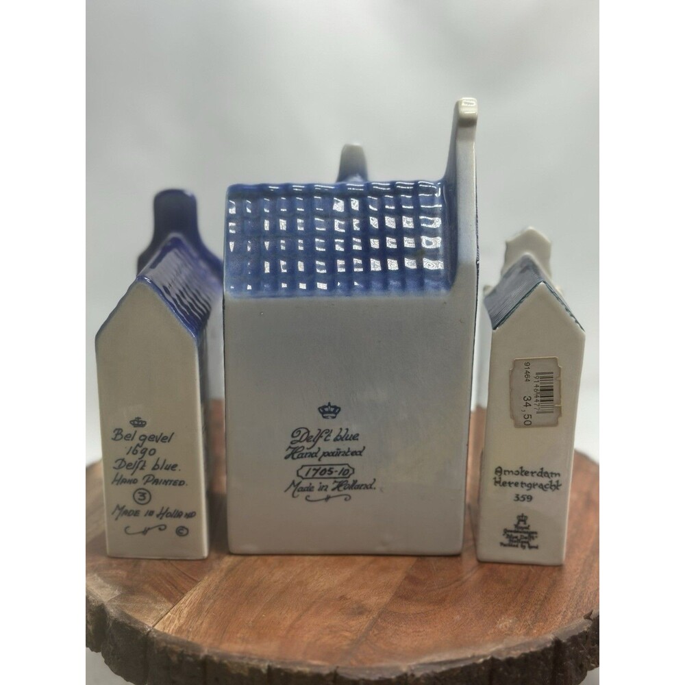 Blue Delft Miniature Houses Holland 3 Separate Empty - Picture 3 of 3